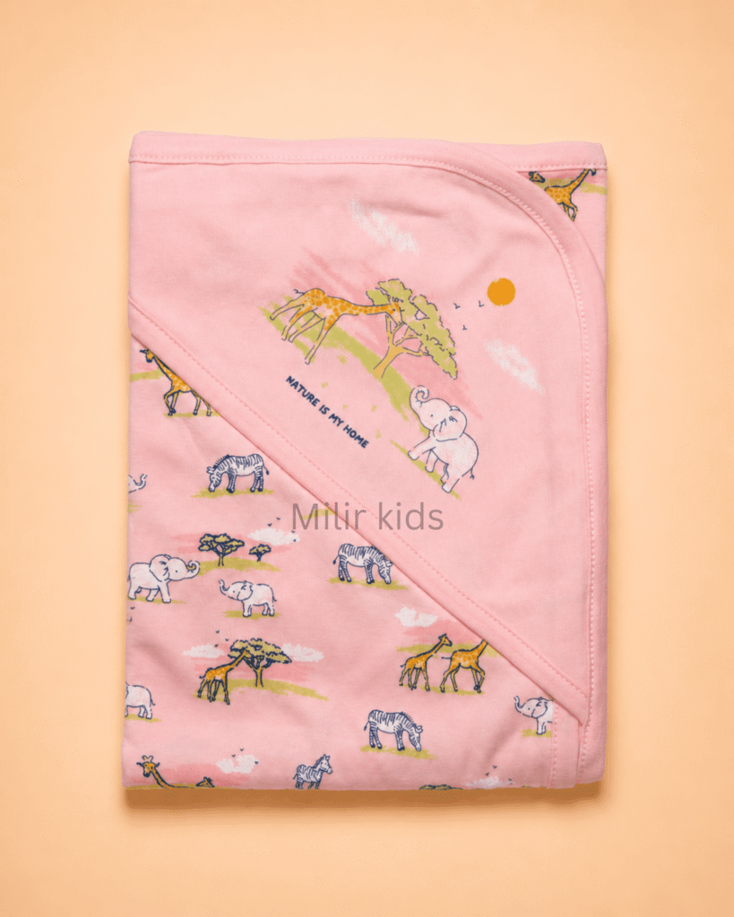 Pink safari hooded towel