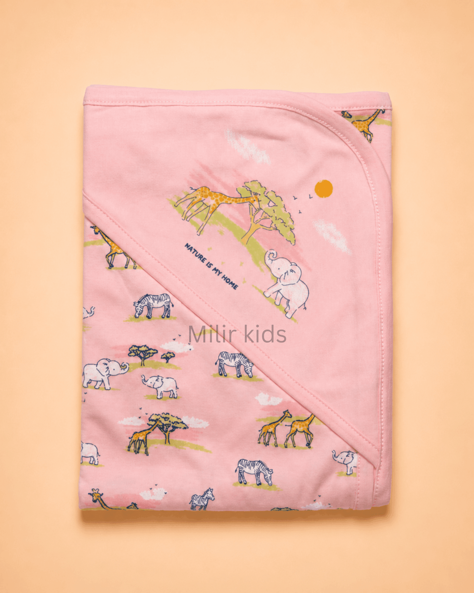 Pink safari hooded towel