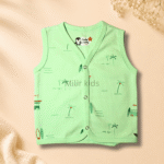 Kinder County sleeveless cotton baby jabla for newborn babies featuring soft breathable fabric with front snap buttons.