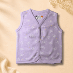 Kinder County sleeveless cotton baby jabla for newborn babies featuring soft breathable fabric with front snap buttons.