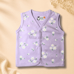 Kinder County sleeveless cotton baby jabla for newborn babies featuring soft breathable fabric with front snap buttons.