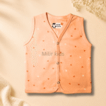 Kinder County sleeveless cotton baby jabla for newborn babies featuring soft breathable fabric with front snap buttons.
