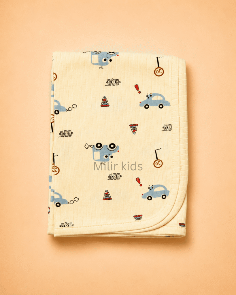Premium cotton baby blanket with soft printed design for newborn babies and infants