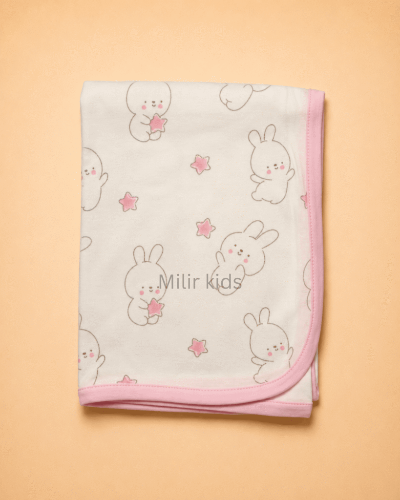 Premium cotton baby blanket with soft printed design for newborn babies and infants