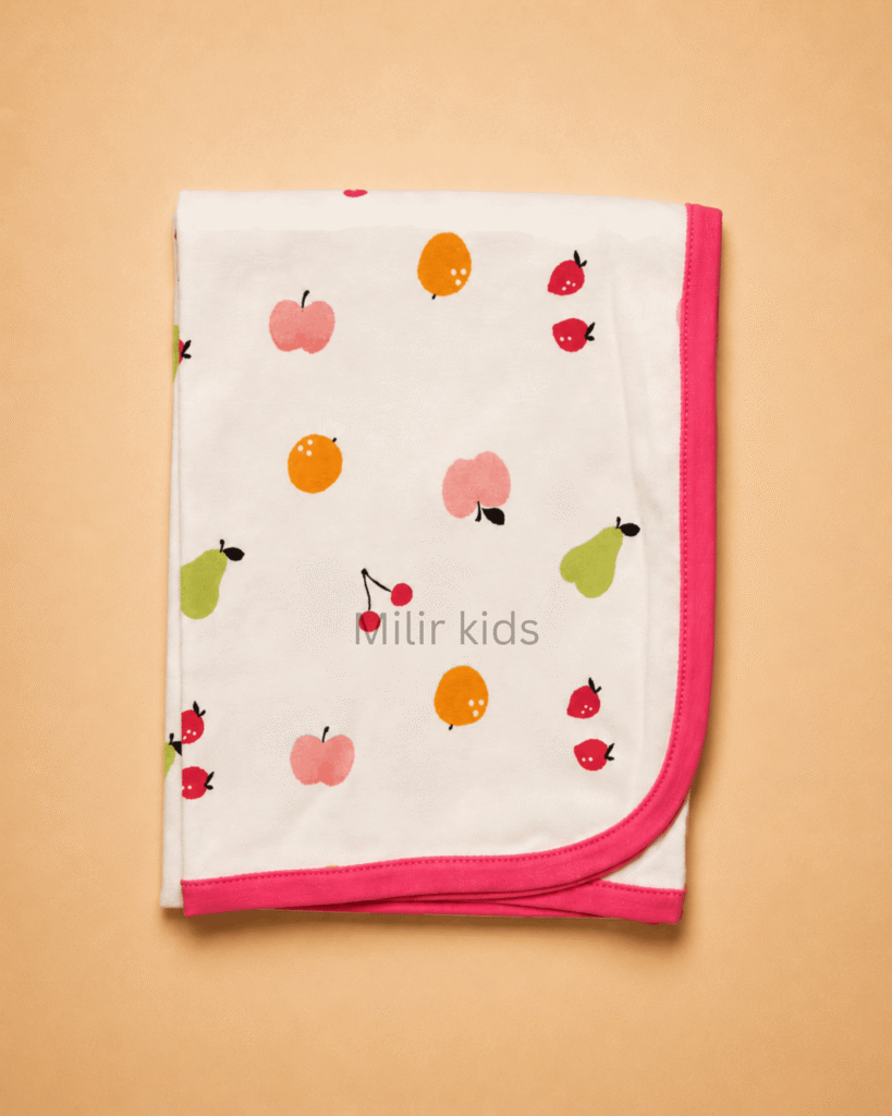 Premium cotton baby blanket with soft printed design for newborn babies and infants