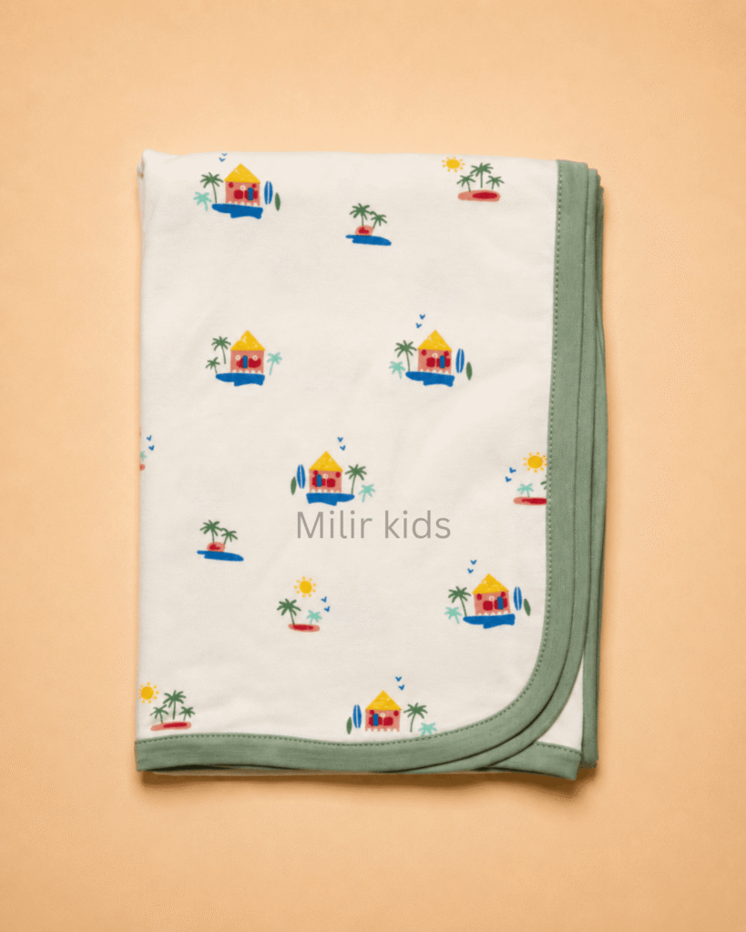 Premium cotton baby blanket with soft printed design for newborn babies and infants
