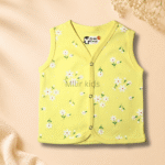 Kinder County sleeveless cotton baby jabla for newborn babies featuring soft breathable fabric with front snap buttons.