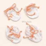 Premium soft cotton newborn adjustable mittens and booties set for baby boys and girls.
