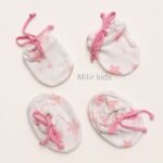 Premium soft cotton newborn adjustable mittens and booties set for baby boys and girls.