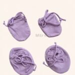Premium soft cotton newborn adjustable mittens and booties set for baby boys and girls.