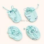 Premium soft cotton newborn adjustable mittens and booties set for baby boys and girls.