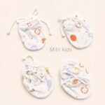 Premium soft cotton newborn adjustable mittens and booties set for baby boys and girls.
