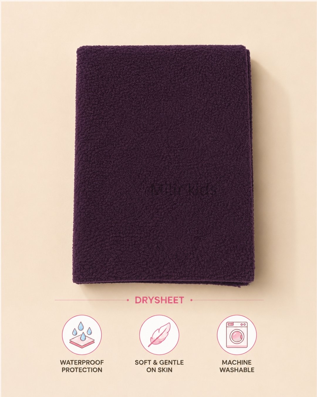 baby-drysheet-small-plum Baby waterproof drysheet soft reusable washable bed protector for newborns and infants