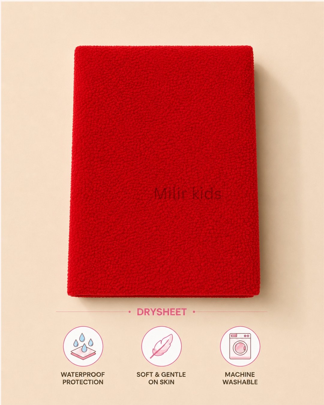 baby-drysheet-small-red Baby waterproof drysheet soft reusable washable bed protector for newborns and infants