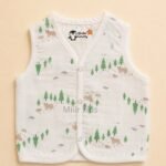 100% Cotton Muslin Baby Jabla Bear forest print for Babies