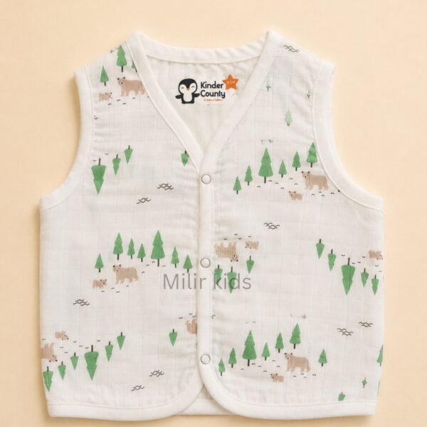 100% Cotton Muslin Baby Jabla Bear forest print for Babies