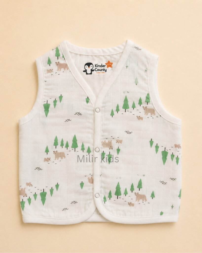 100% Cotton Muslin Baby Jabla Bear forest print for Babies