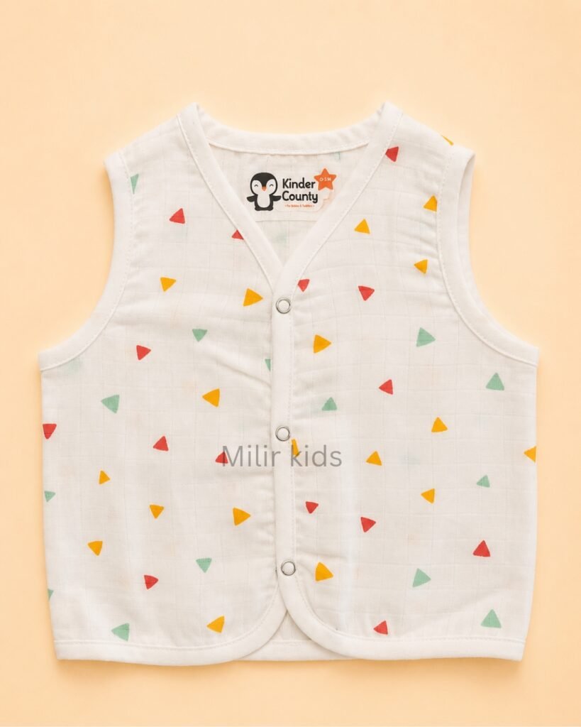 100% Cotton Muslin Baby Jabla colour triangles Print for Babies