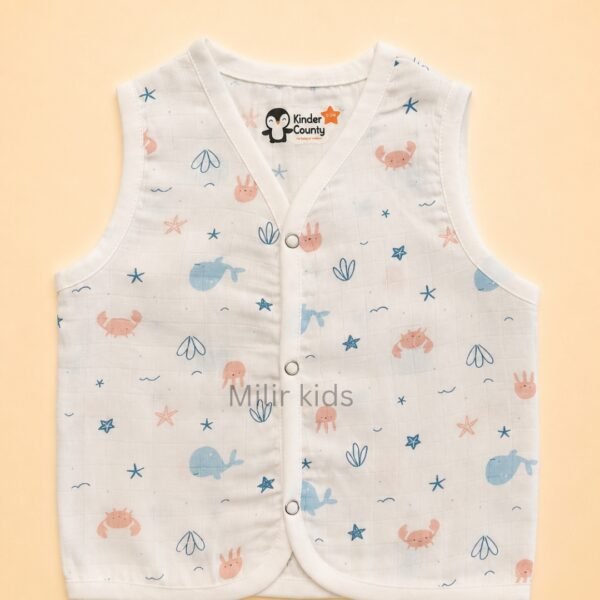 100% Cotton Muslin Baby Jabla ocean friends Print for Babies