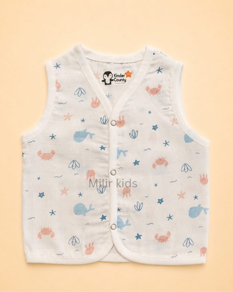 100% Cotton Muslin Baby Jabla ocean friends Print for Babies