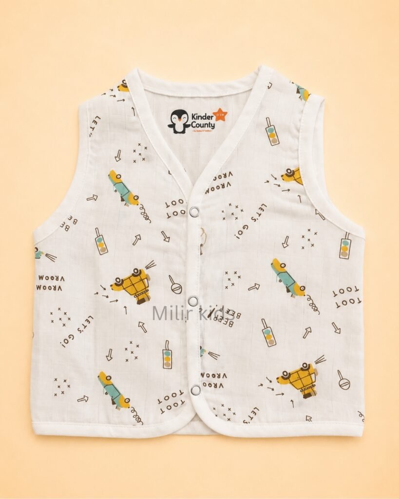 100% Cotton Muslin Baby Jabla Traffic Print for Babies