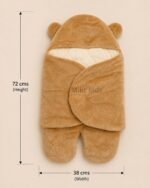 Premium brown baby sleeping bag wrapper with bear ears and quilted inner lining for newborn babies
