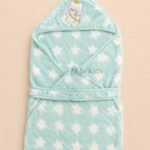 Mint green premium baby wrapper with hood, star print and adjustable belt for newborns