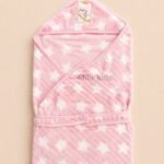 Pink premium newborn baby wrapper with hood and star print receiving blanket