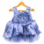 Blue floral ruffle party frock for baby girls