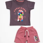 Boys plum 3D embossed bubblegum print T-shirt and shorts set