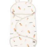Carrot print baby wrapper with hood