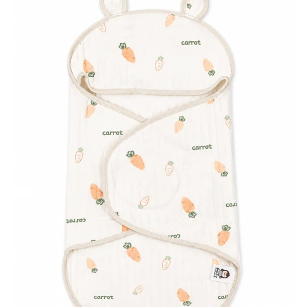 Carrot print baby wrapper with hood