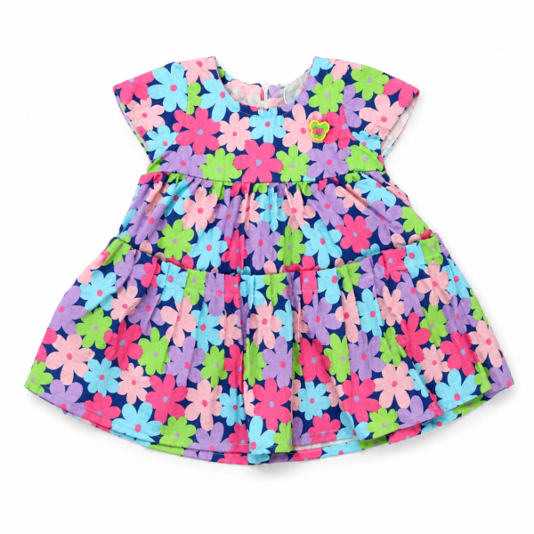 Girls multicolour floral printed tiered frock
