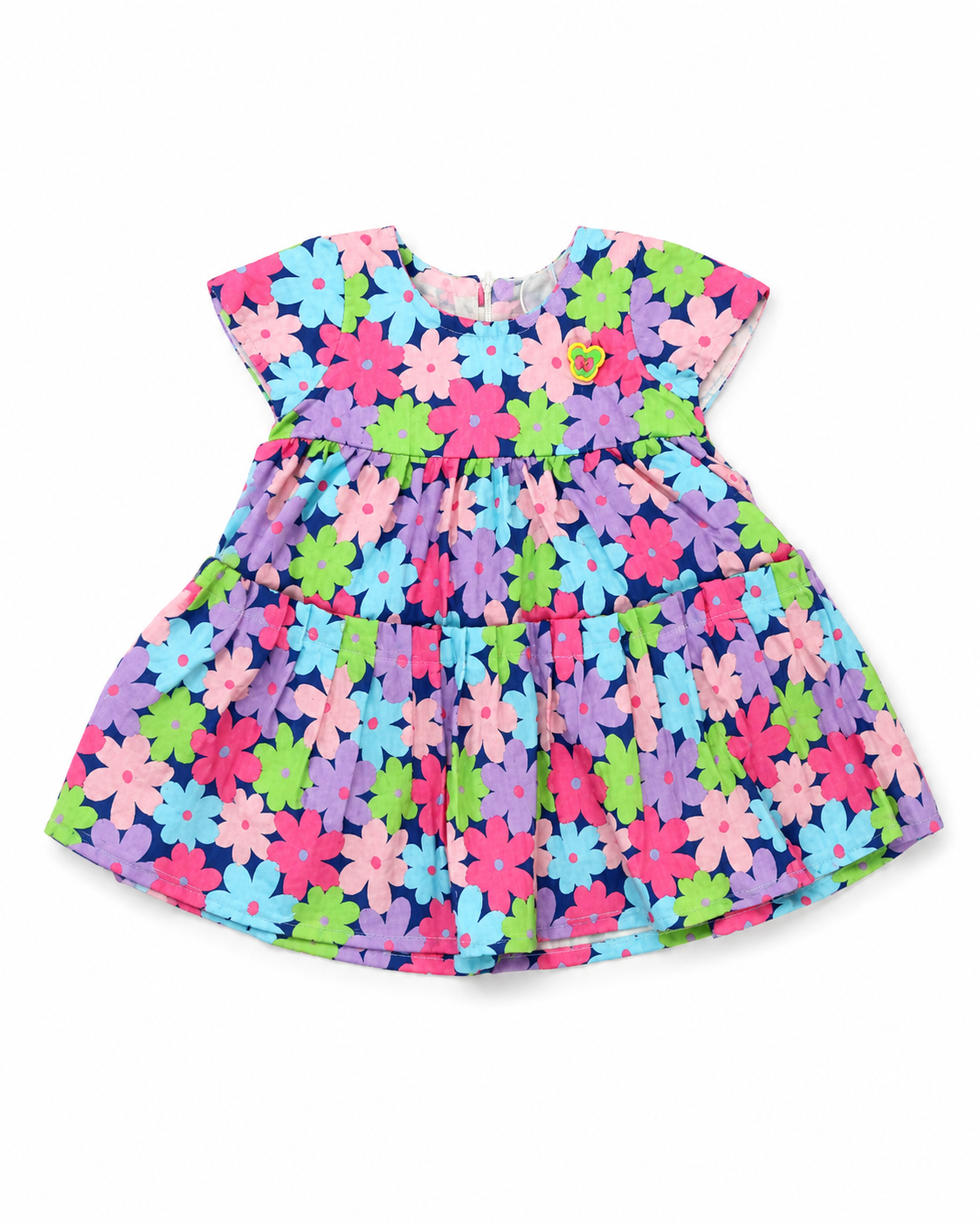 Girls multicolour floral printed tiered frock