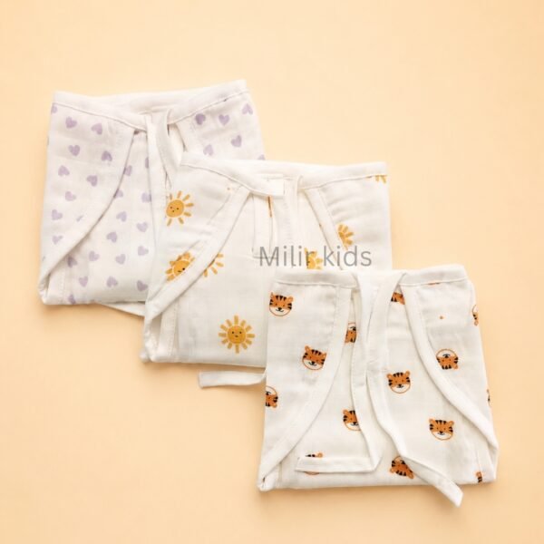 Premium assorted padded muslin nappies for newborn babies made from soft breathable cotton. Reusable cloth nappies for daily use.