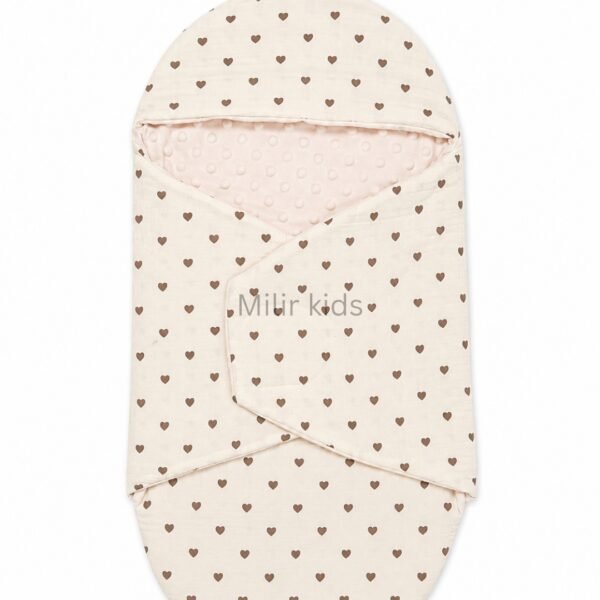 Premium muslin baby wrapper with hood made from ultra-soft breathable muslin fabric for newborn babies.