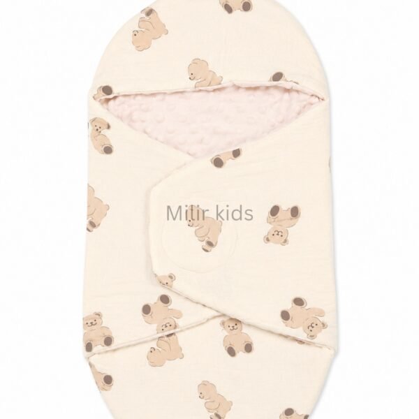 Premium muslin baby wrapper with hood made from ultra-soft breathable muslin fabric for newborn babies.