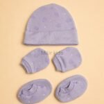 Premium soft cotton newborn cap, mittens and booties set for baby boys and girls. Gentle on delicate newborn skin and ideal for everyday wear.