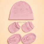 Premium soft cotton newborn cap, mittens and booties set for baby boys and girls. Gentle on delicate newborn skin and ideal for everyday wear.