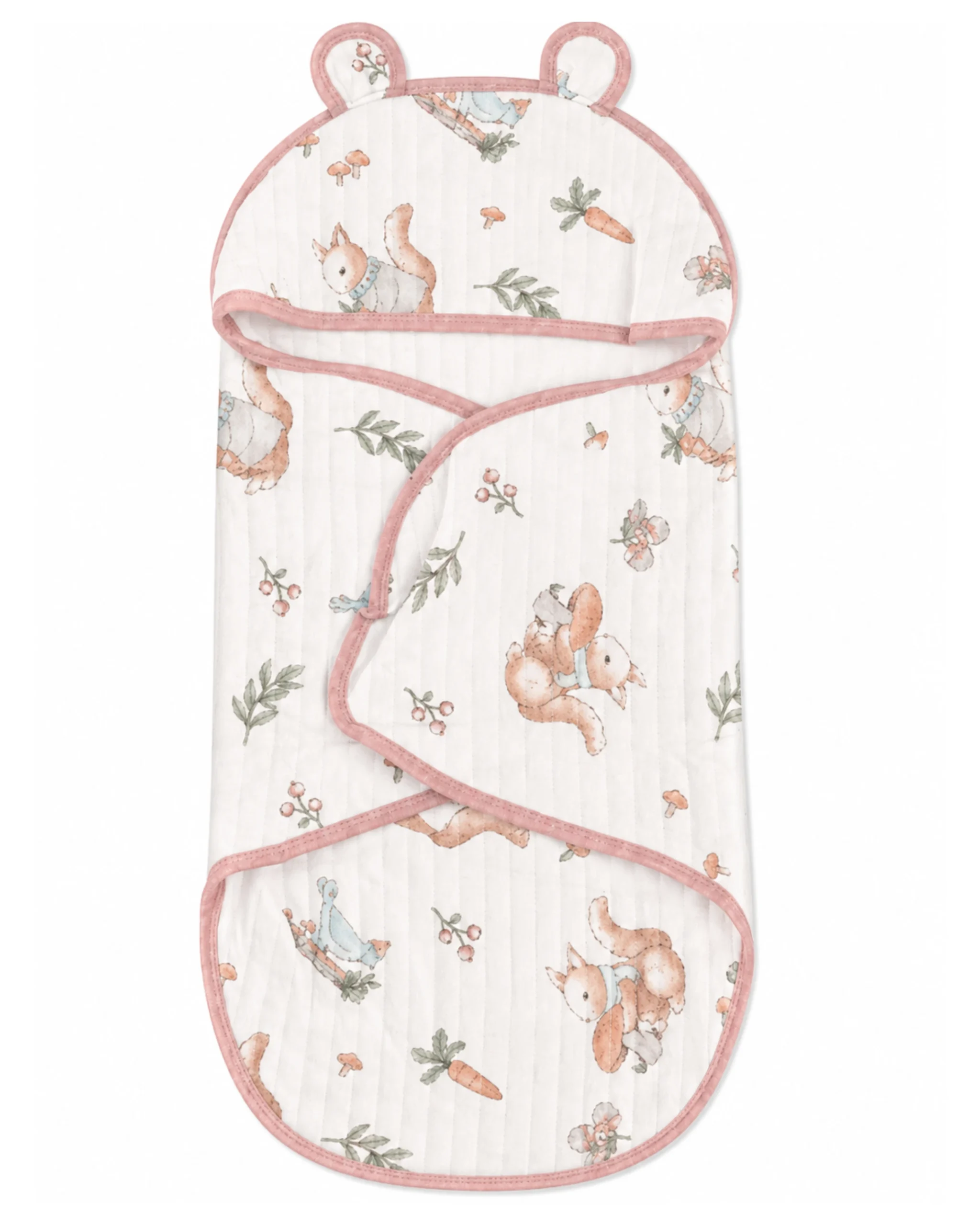 Printed Baby Wrapper with Hood – Squirrel Design Printed baby wrapper with hood and squirrel design