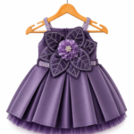 purple floral embellished party frock for baby girls 0-6 months