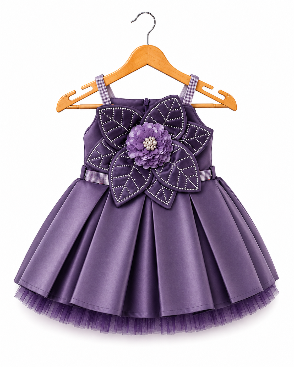 purple floral embellished party frock for baby girls 0-6 months