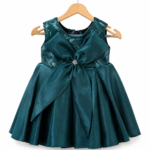Teal sequin bow party frock for baby girls 0-6 months