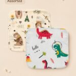 Soft 2 layer baby napkin with assorted cartoon prints for newborn babies
